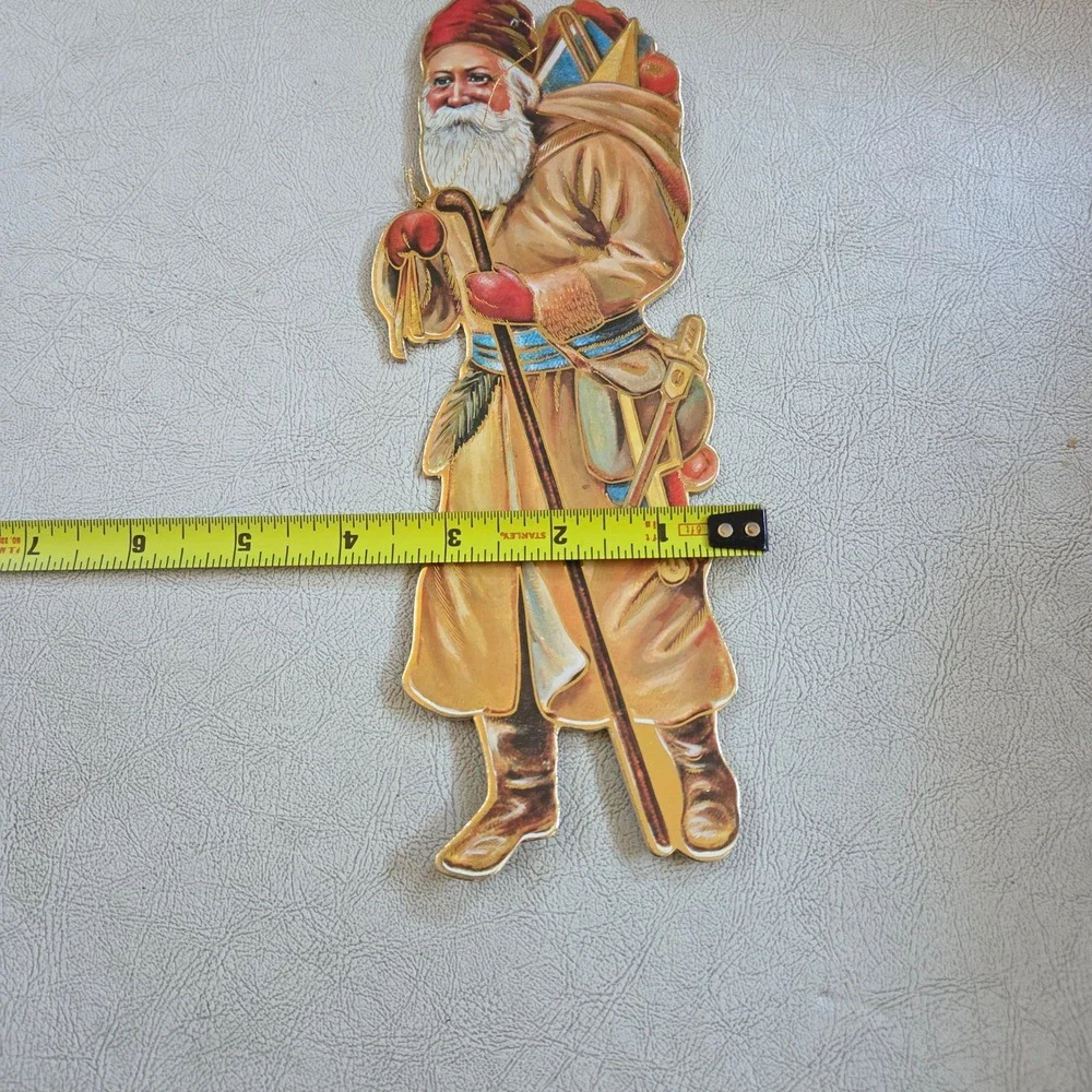 Vintage Merrimack Santa Claus‎ Christmas Ornament Cardboard Folk Art Decor
